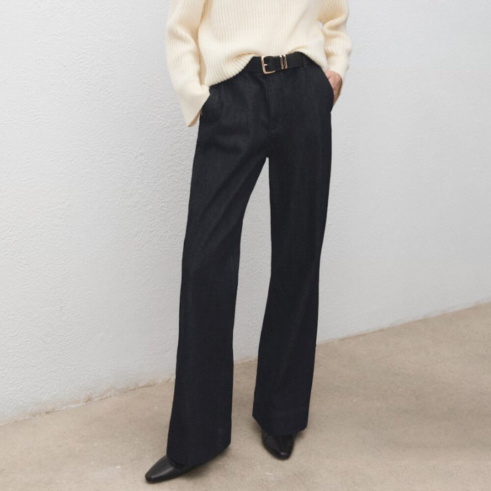 Mango Wide Leg Denim Trousers